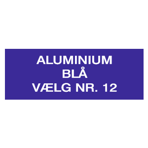 Blåt aluminiumsskilt på mål